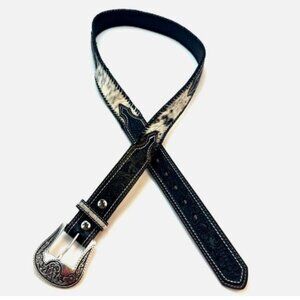 Wrangler Men's Full Grain Leather Belt Size 40 Black/White Fur New